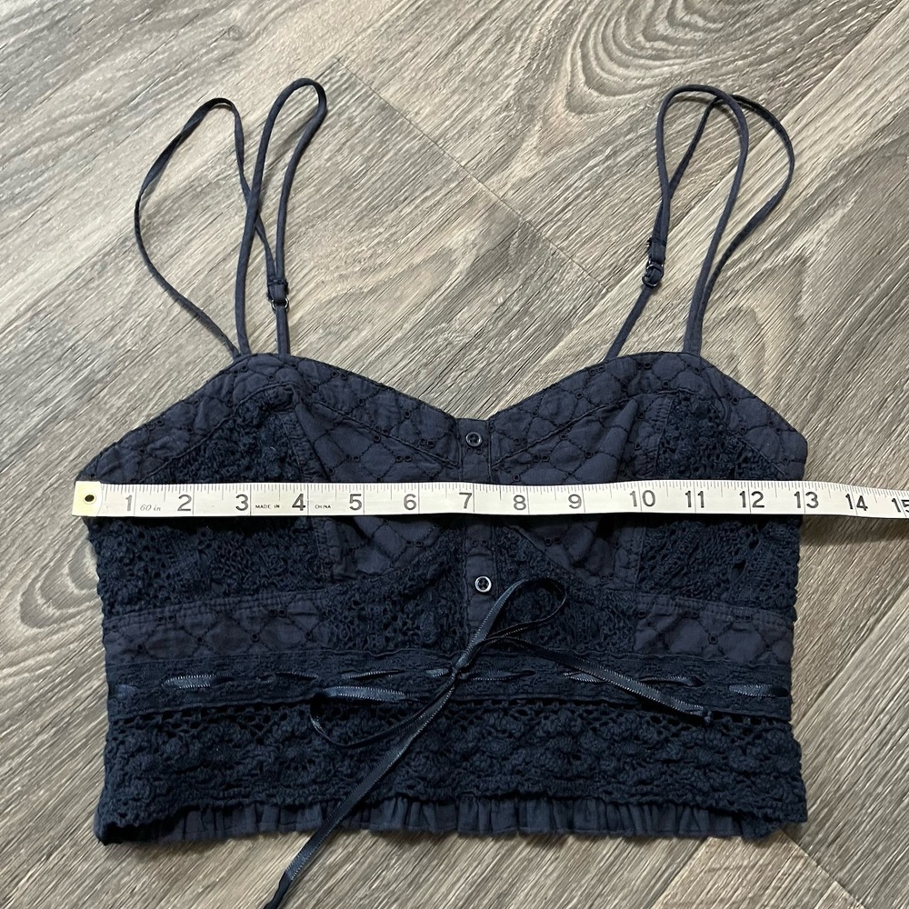 American Eagle Lace Corset Blue Crop Top Festival Coquette Fairy Size XS - Picture 3 of 5